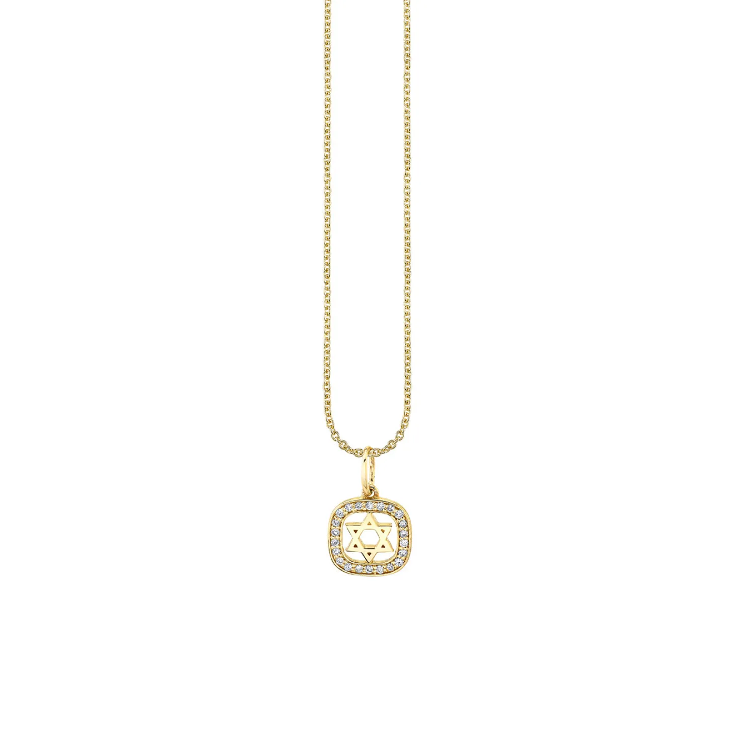 Gold & Diamond Star Of David Open Icon Necklace
