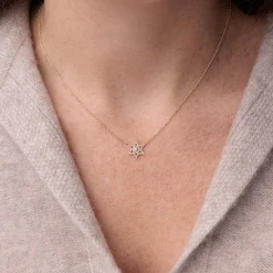 Gold & Diamond Star of David Necklace