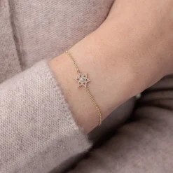 Gold & Diamond Star of David Bracelet