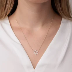 Gold & Diamond Star of David Necklace
