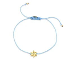 Gold & Diamond Star Of David Cord Bracelet