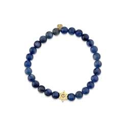 Gold & Diamond Star of David on Kyanite