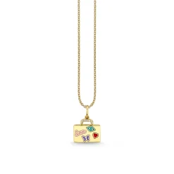 Gold & Diamond Suitcase Charm