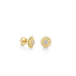 Gold & Diamond Sunburst Stud