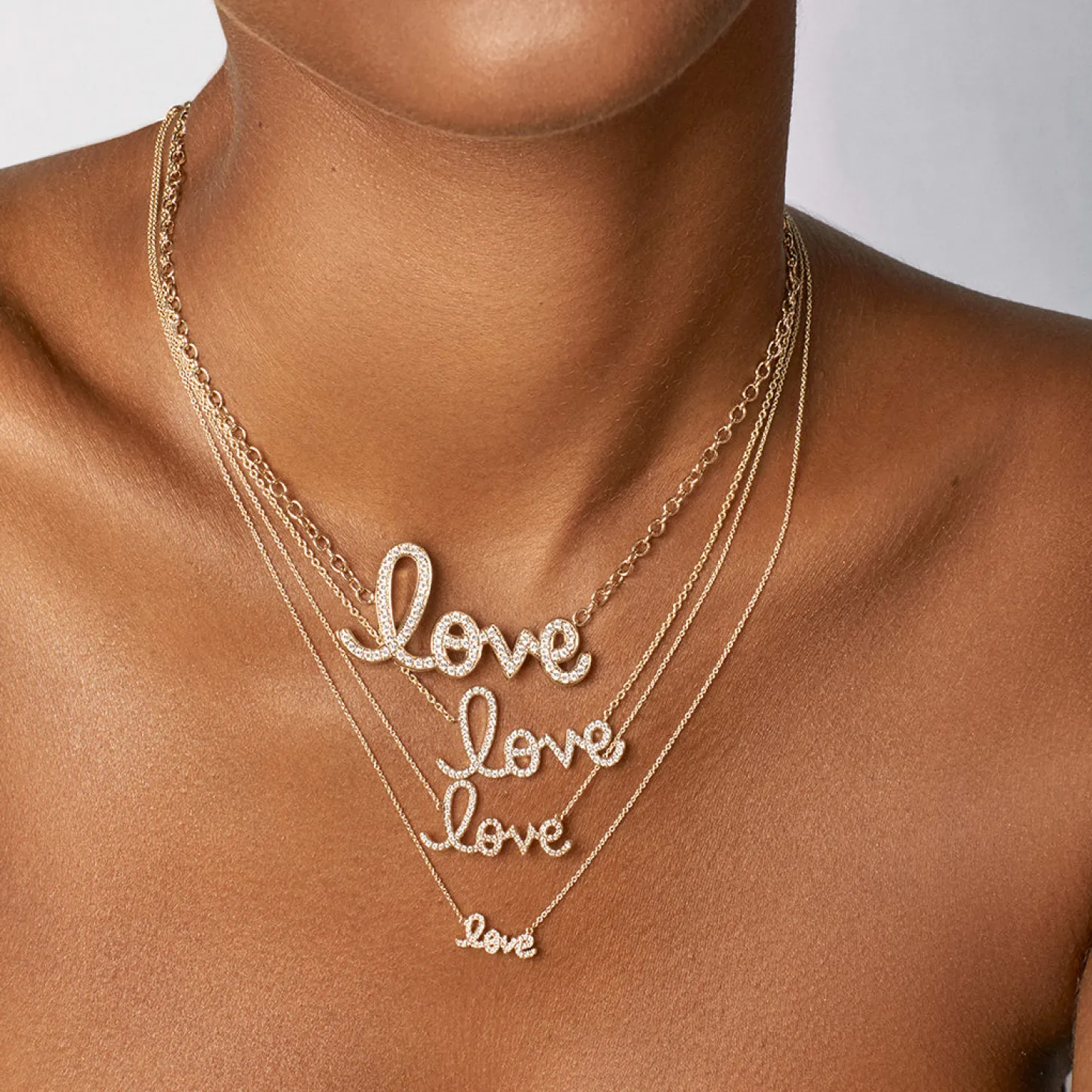 Gold & Diamond Supersize Script Love Necklace