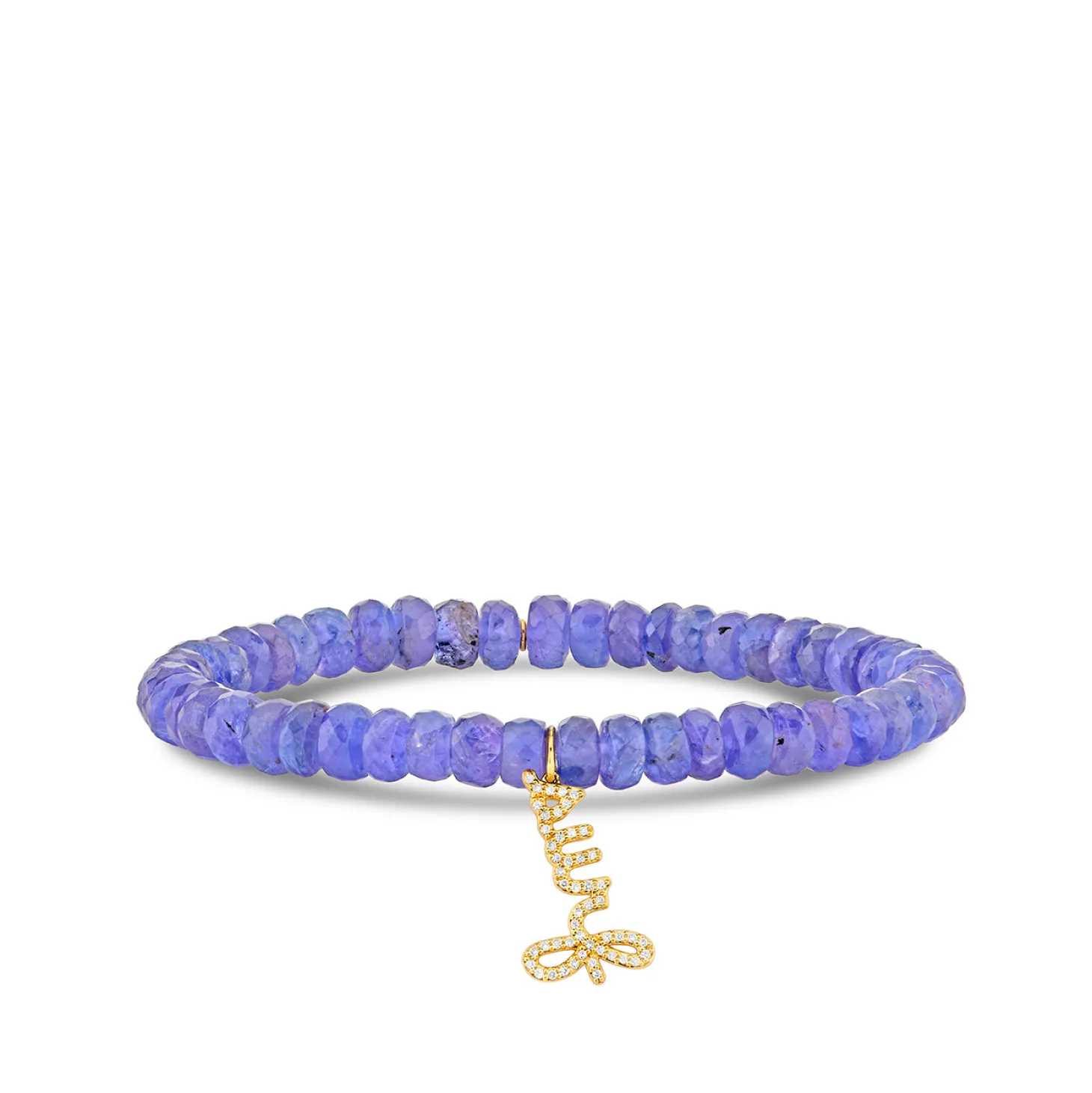 Gold & Diamond Surf Script on Tanzanite