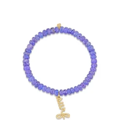 Gold & Diamond Surf Script on Tanzanite