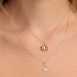 Gold & Diamond Swan Charm
