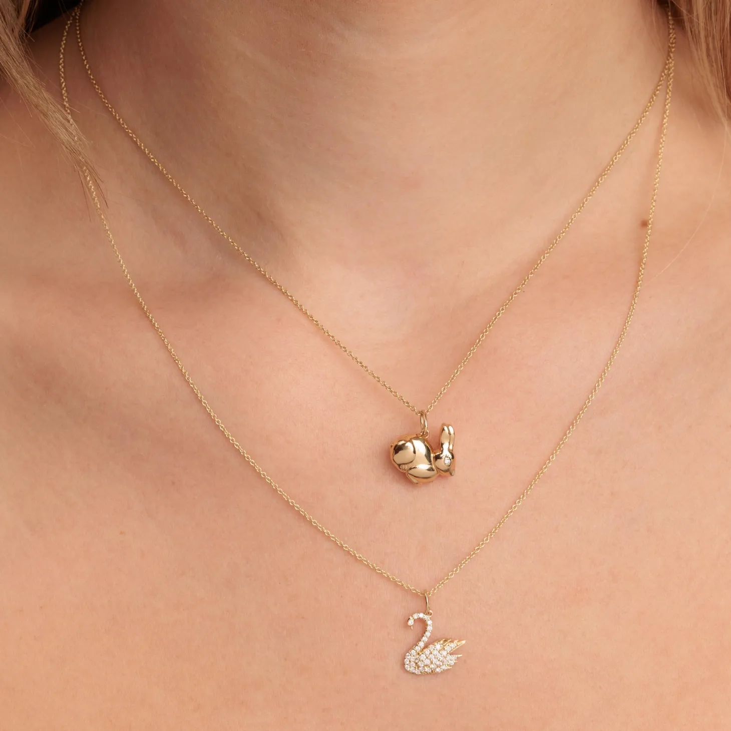 Gold & Diamond Swan Charm