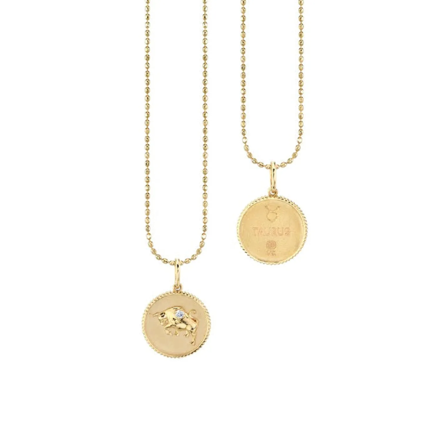 Gold & Diamond Taurus Zodiac Medallion