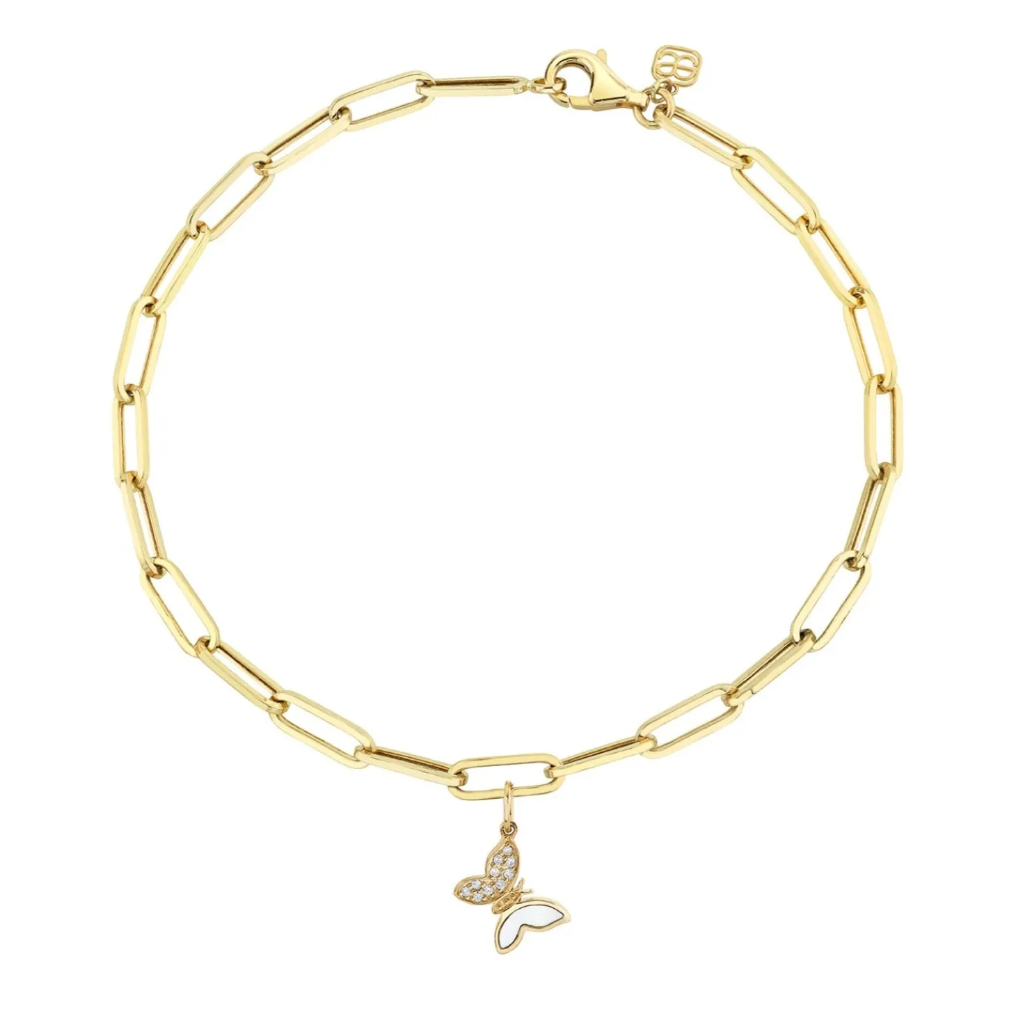 Gold & Diamond Tiny Butterfly Anklet