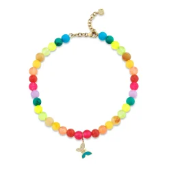 Gold & Diamond Tiny Butterfly Rainbow Jade Anklet