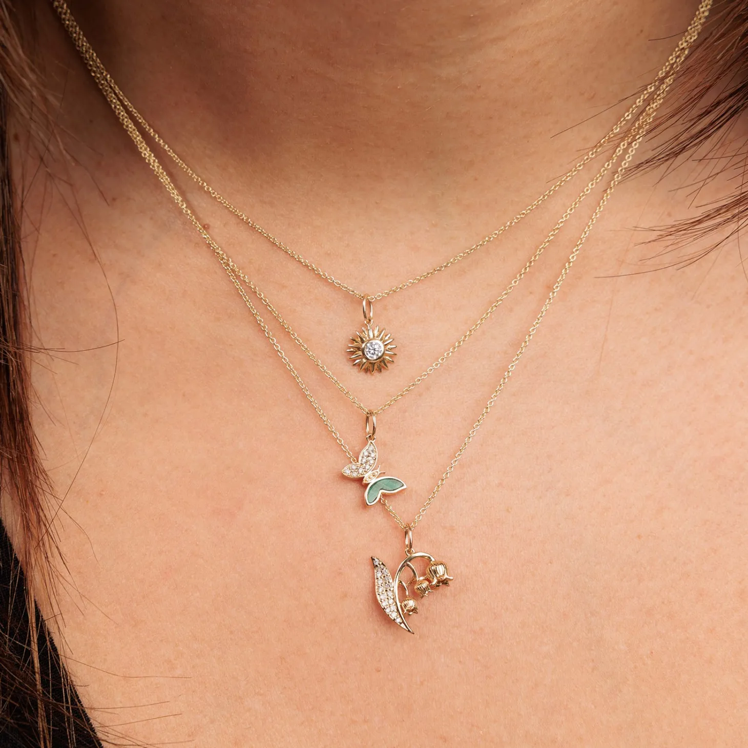 Gold & Diamond Tiny Butterfly Charm