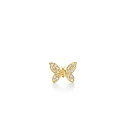 Gold & Diamond Tiny Butterfly Stud