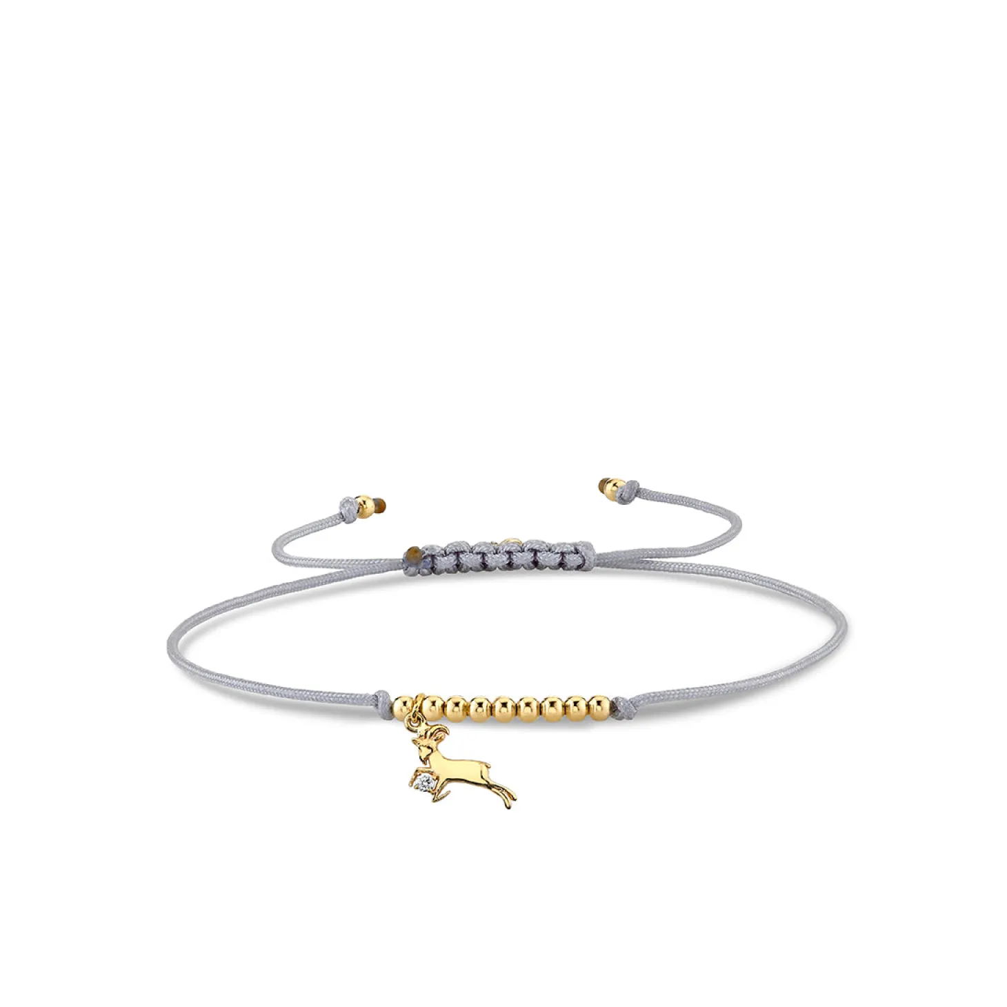 Gold & Diamond Tiny Capricorn Zodiac Cord Bracelet