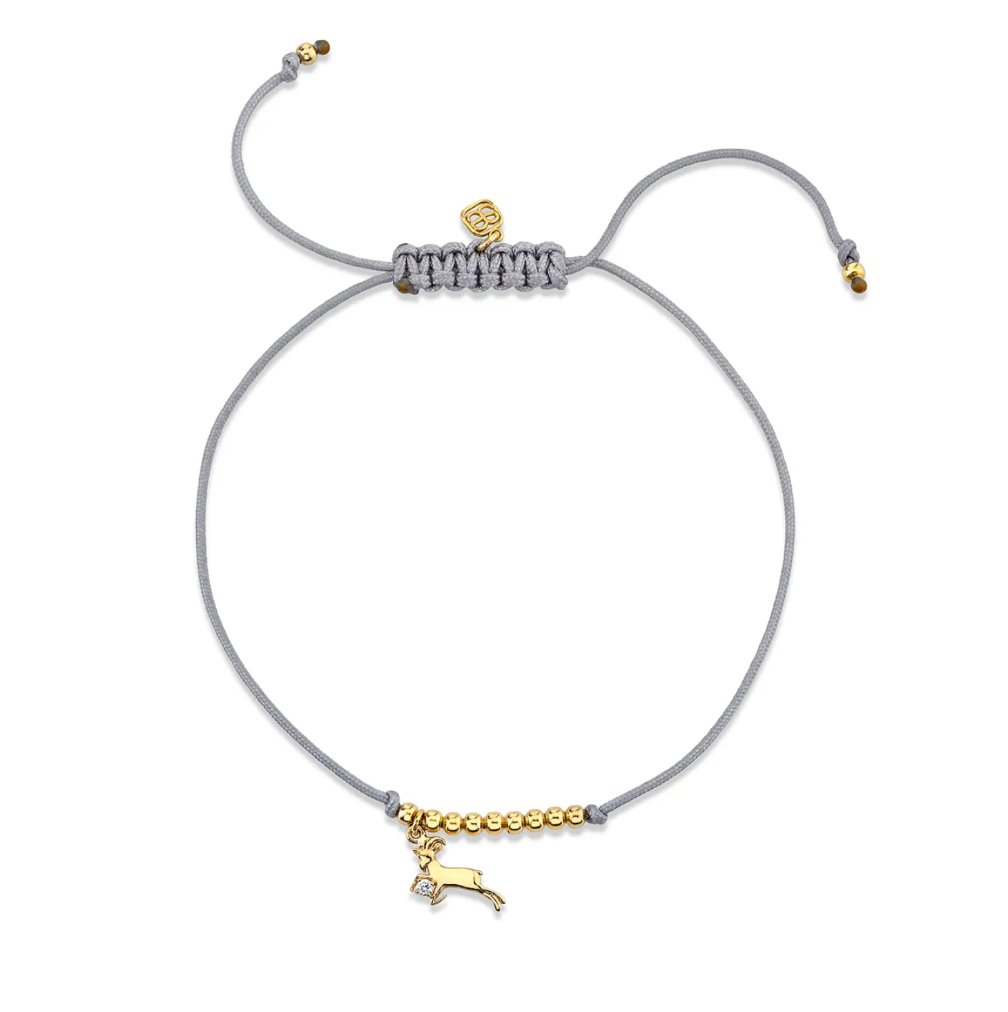 Gold & Diamond Tiny Capricorn Zodiac Cord Bracelet