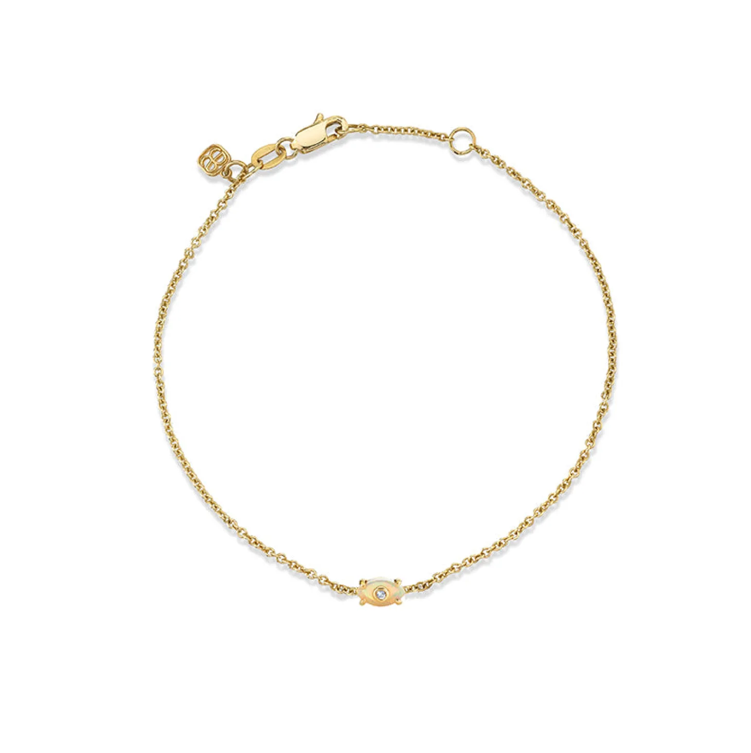 Gold & Diamond Tiny Carved Stone Bracelet