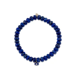 Gold & Diamond Tiny Carved Stone on Lapis