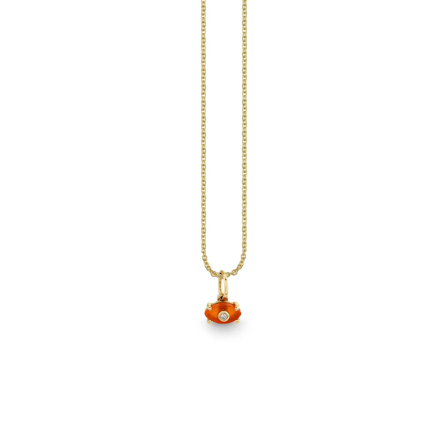 Gold & Diamond Tiny Carved Stone Eye Charm