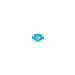 Gold & Diamond Tiny Carved Stone Eye Stud