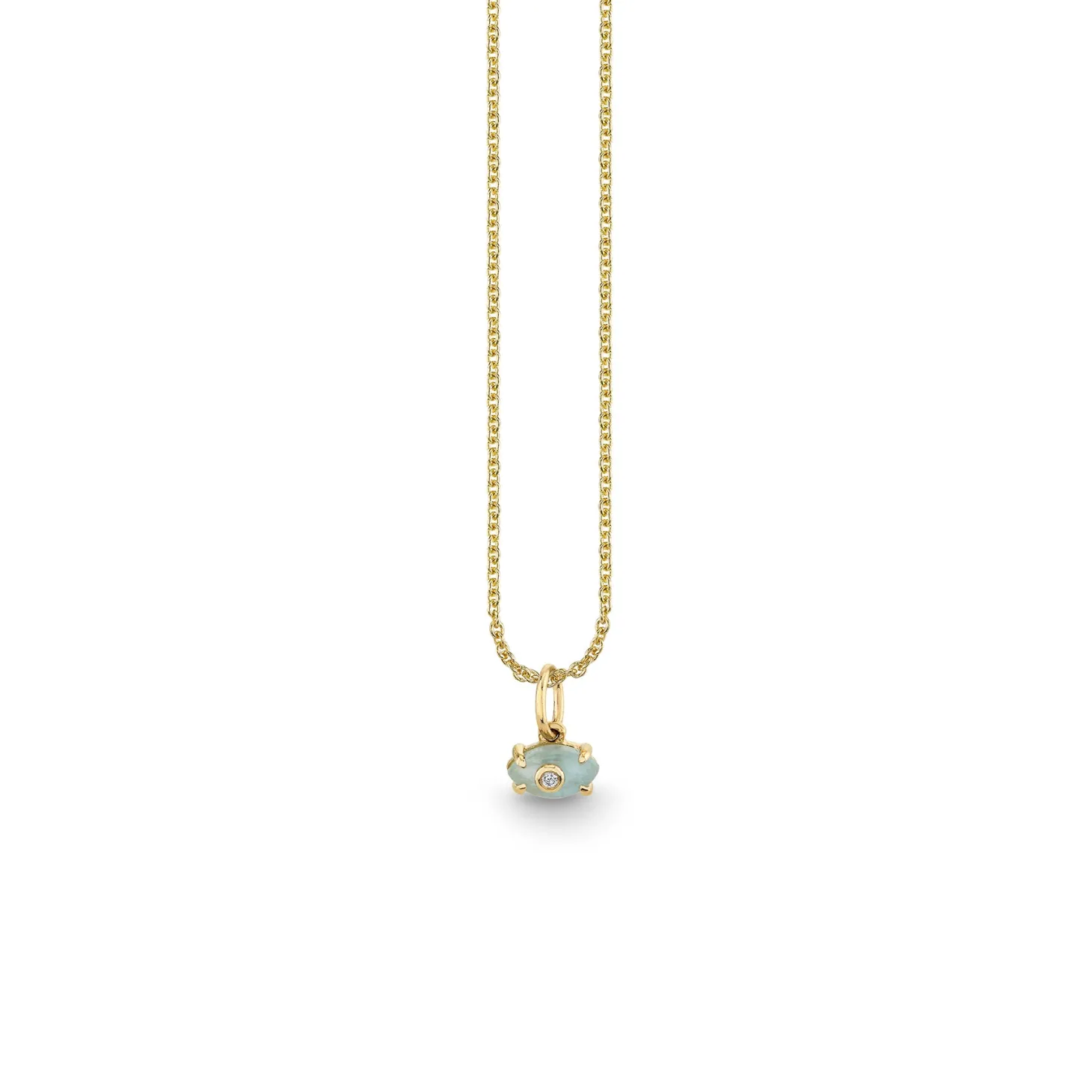 Gold & Diamond Tiny Carved Stone Eye Charm