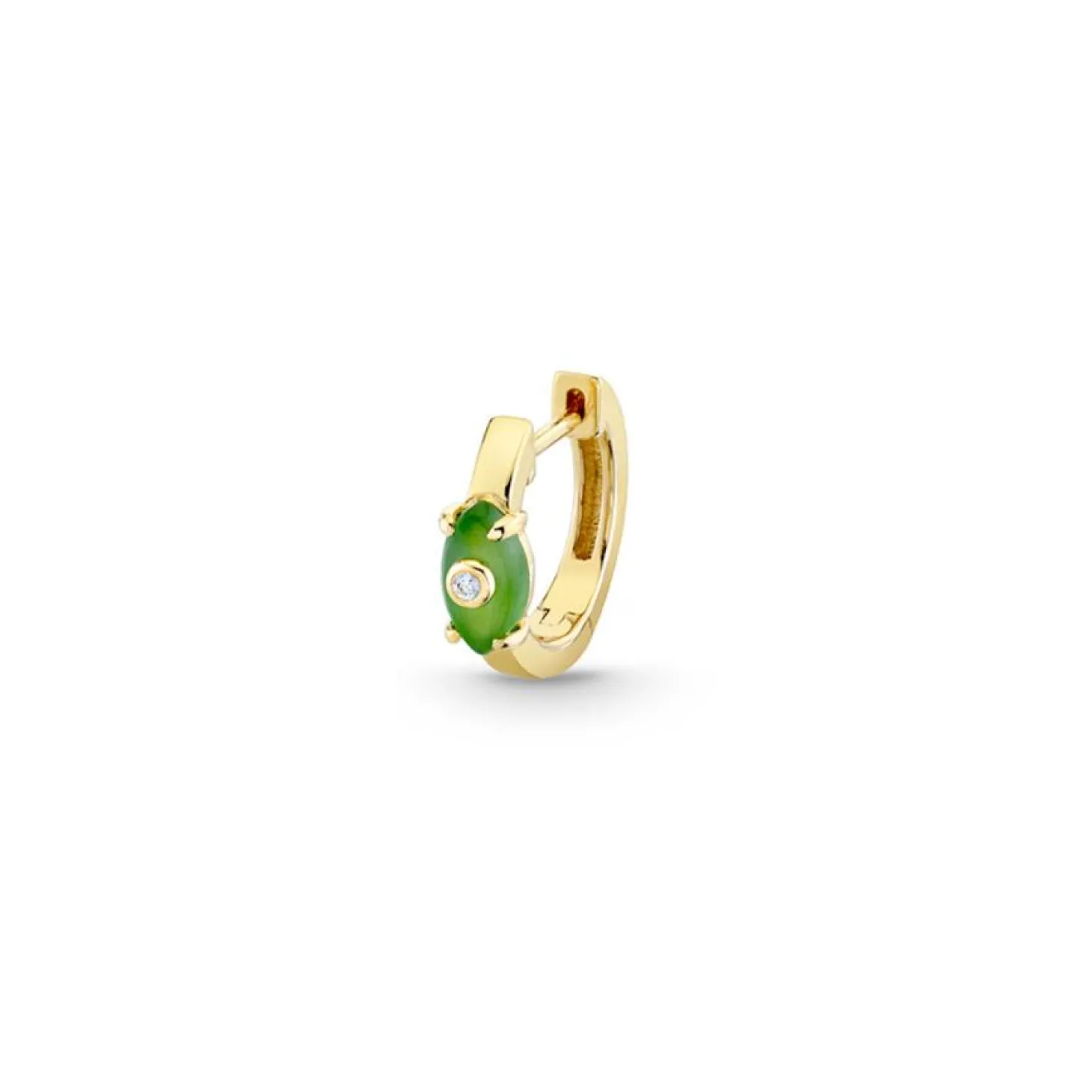 Gold & Diamond Tiny Carved Stone Huggie