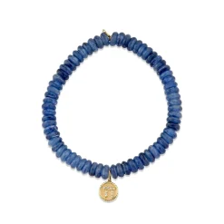 Gold & Diamond Tiny Chai Coin on Blue Kyanite