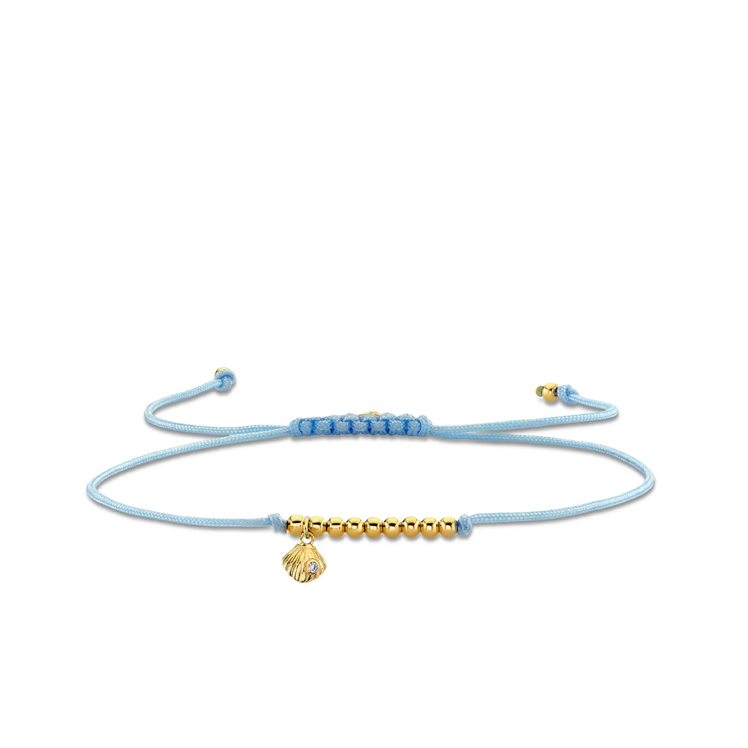Gold & Diamond Tiny Clam Shell Cord Bracelet
