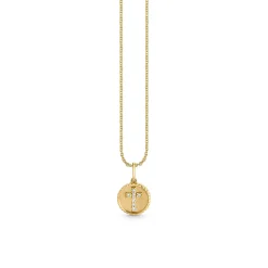Gold & Diamond Tiny Cross Coin Charm