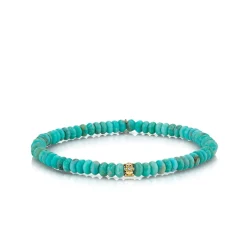 Gold & Diamond Tiny Daisy Rondelle on Natural Turquoise