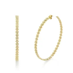 Gold & Diamond Tiny Daisy Large Hoops