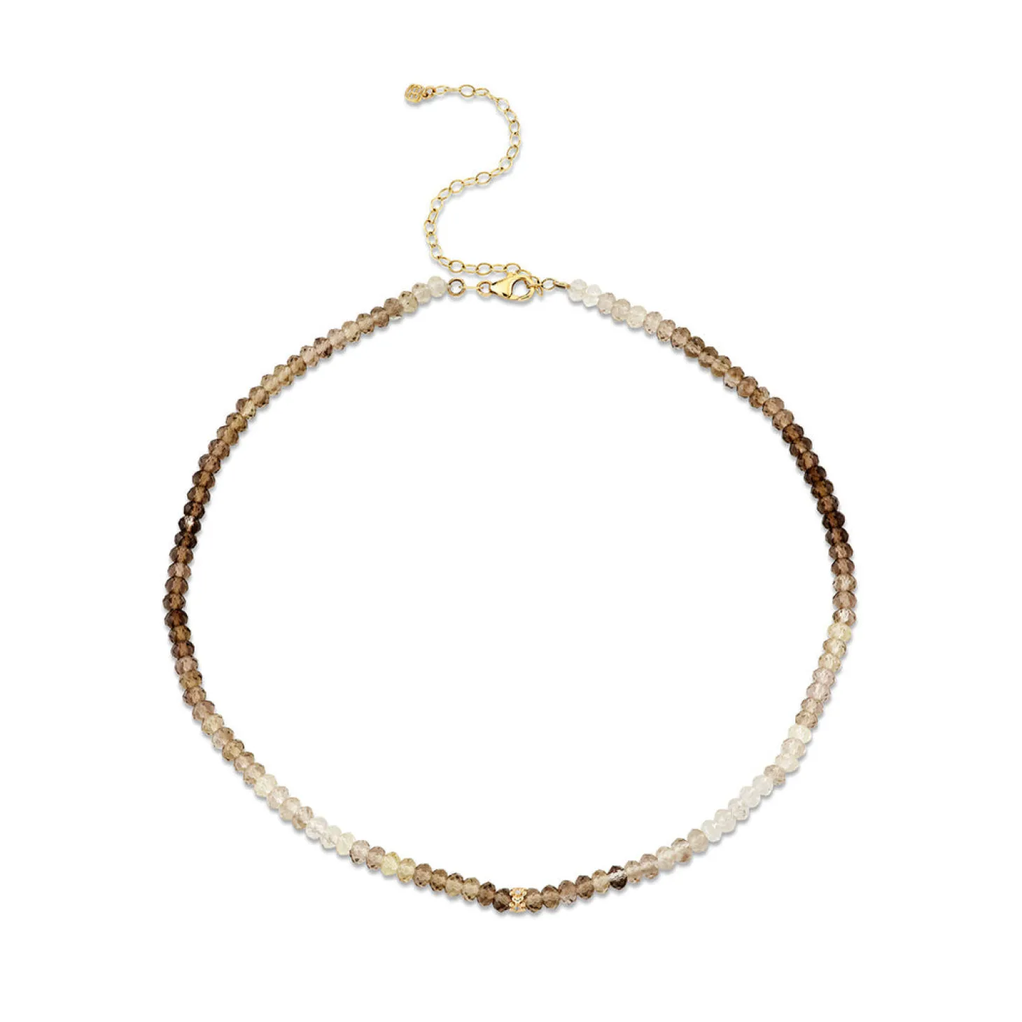 Gold & Diamond Tiny Daisy Rondelle Quartz Choker