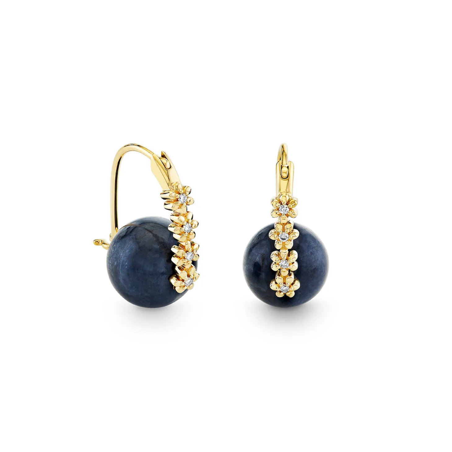 Gold & Diamond Tiny Daisy Sapphire Earrings