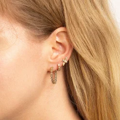 Gold & Diamond Tiny Daisy Medium Hoops