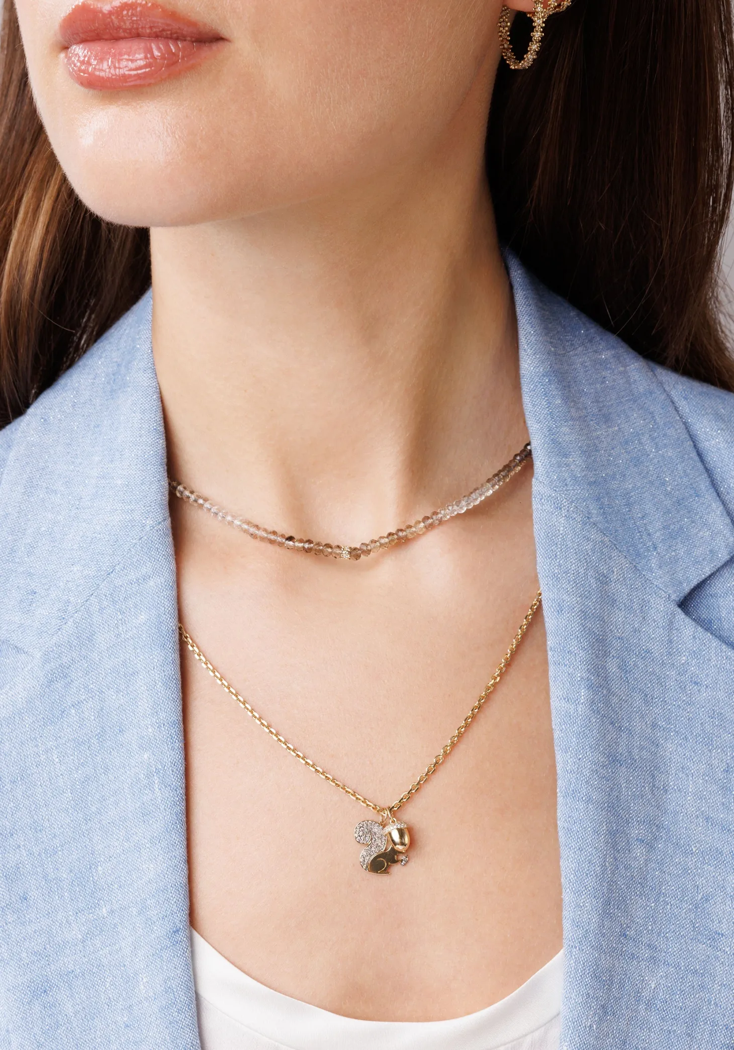 Gold & Diamond Tiny Daisy Rondelle Quartz Choker
