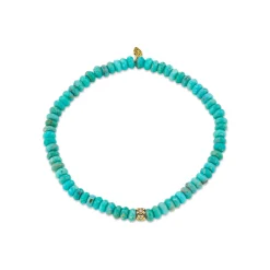 Gold & Diamond Tiny Daisy Rondelle on Natural Turquoise