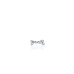 Gold & Diamond Tiny Dog Bone Stud