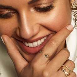 Gold & Diamond Tiny Double Monstera Leaf Ring