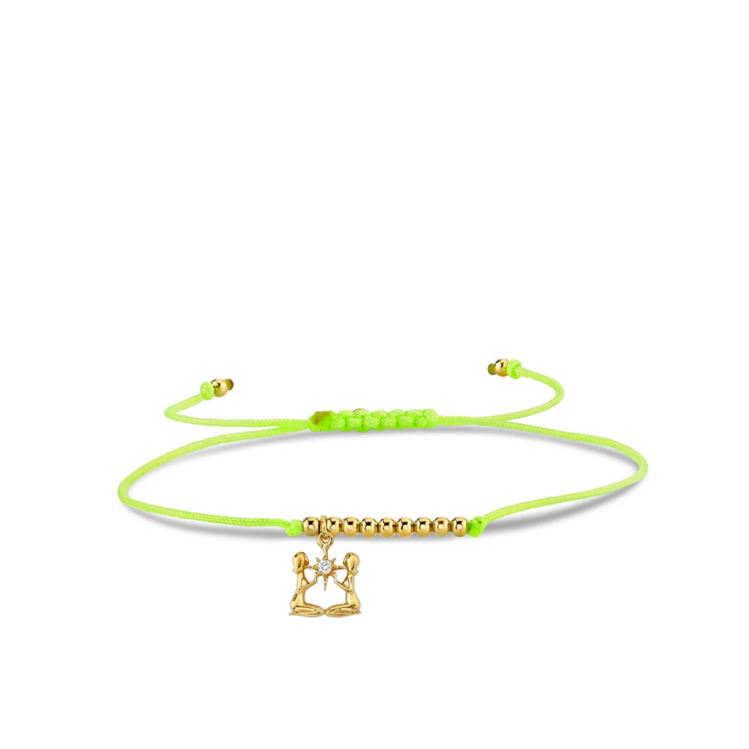 Gold & Diamond Tiny Gemini Zodiac Cord Bracelet