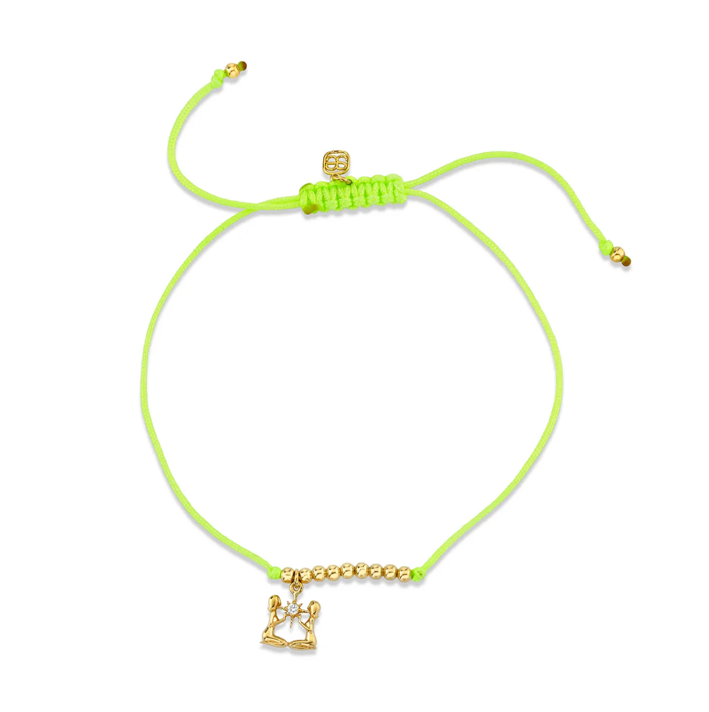 Gold & Diamond Tiny Gemini Zodiac Cord Bracelet