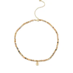 Gold & Diamond Tiny Hamsa Coin African Opal Necklace