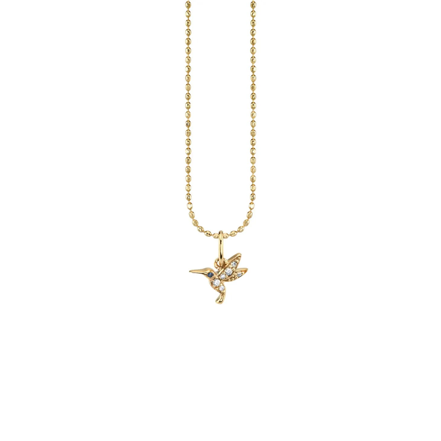 Gold & Diamond Tiny Hummingbird Charm