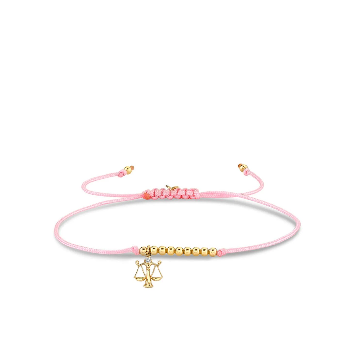 Gold & Diamond Tiny Libra Zodiac Cord Bracelet