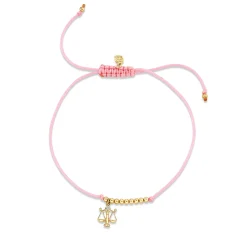 Gold & Diamond Tiny Libra Zodiac Cord Bracelet