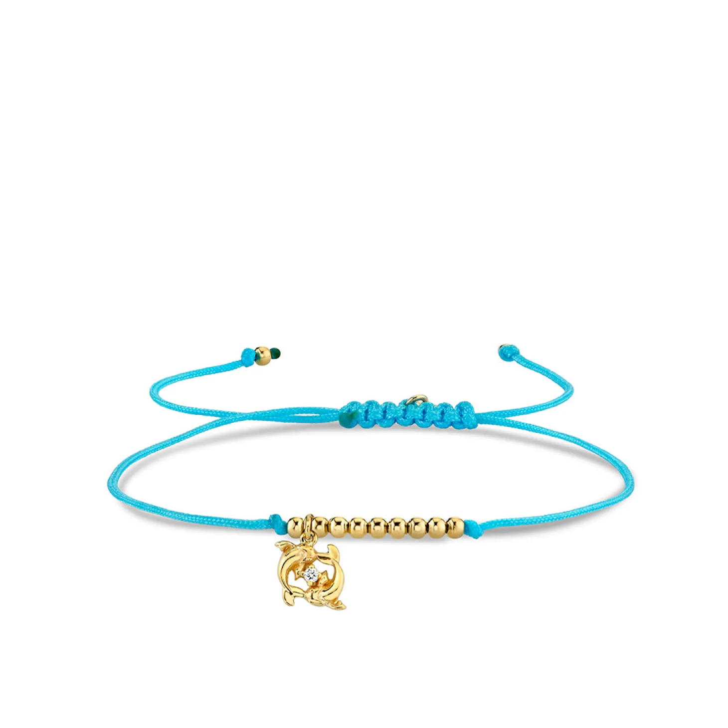 Gold & Diamond Tiny Pisces Zodiac Cord Bracelet