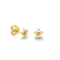 Gold & Diamond Tiny Plumeria Stud