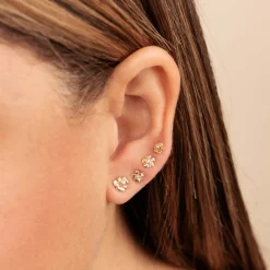 Gold & Diamond Tiny Plumeria Stud