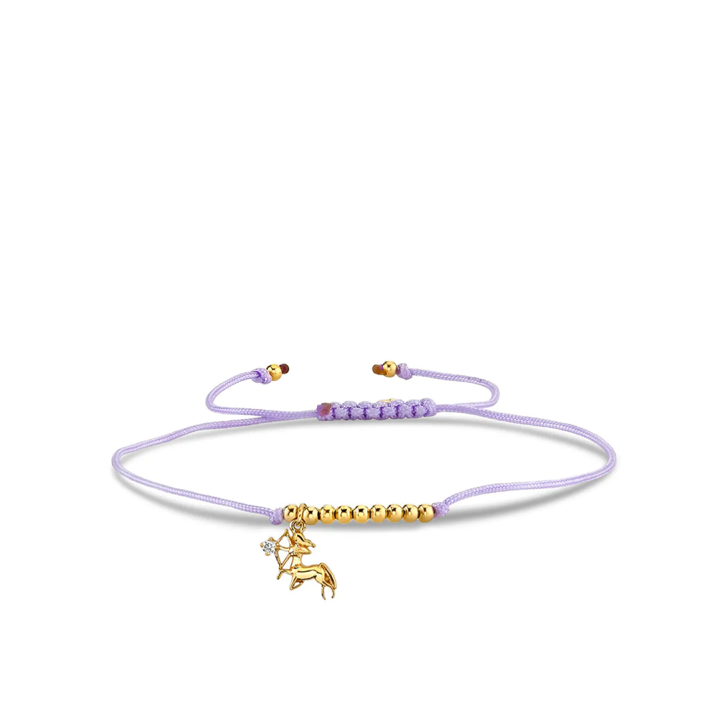 Gold & Diamond Tiny Sagittarius Zodiac Cord Bracelet