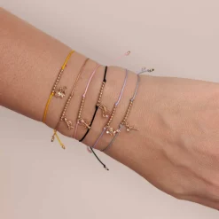Gold & Diamond Tiny Sagittarius Zodiac Cord Bracelet