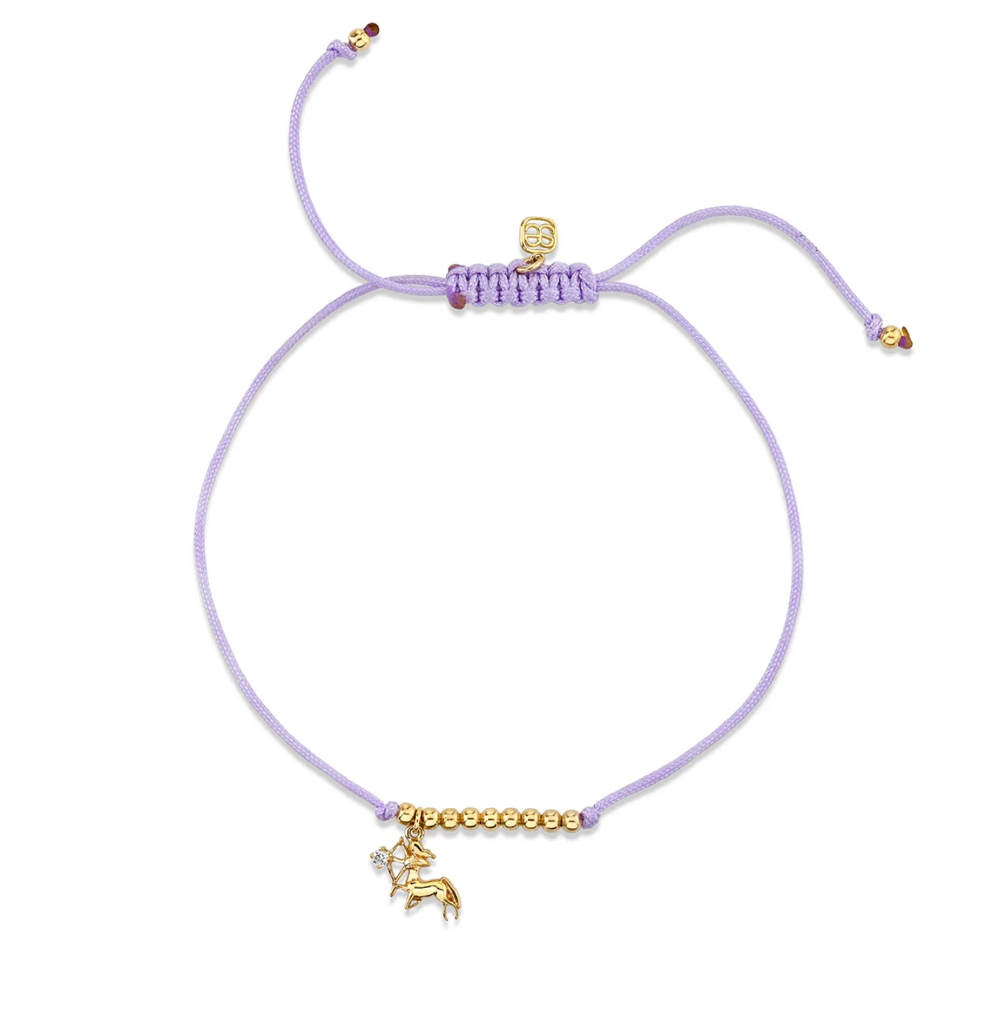 Gold & Diamond Tiny Sagittarius Zodiac Cord Bracelet